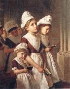 Sophie anderson, Foundling Girls in their School Dresses at Prayer in the Chapel